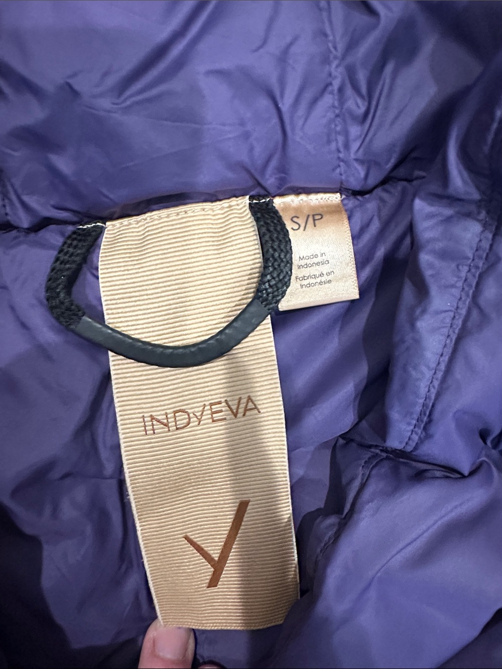 Indyeva Purple and Black Puffer Vest Dress with Hood Size Small Excellent - Picture 6 of 6